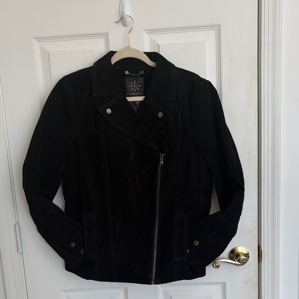 Isaac Mizrahi Black Leather Suede Jacket